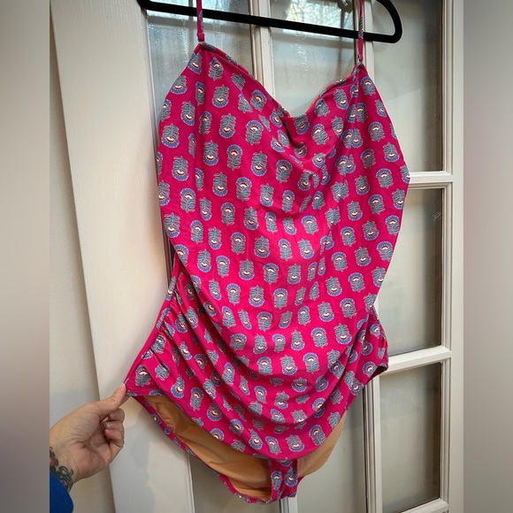 J. Crew Pink Floral Removable Halter Bandeau One Piece Swimsuit Plus Size 3X - Picture 2 of 11